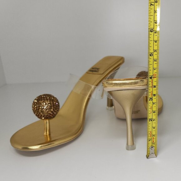 Jeffrey Campell Polished Sandal Heel Metallic Gold Rhinestone Size 7 - Picture 14 of 14